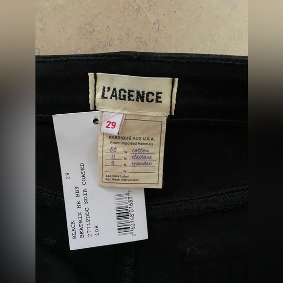 L'AGENCE Beatrix Coated Split-Hem Bootcut Jeans in Black Size 29 NWT - Picture 6 of 11